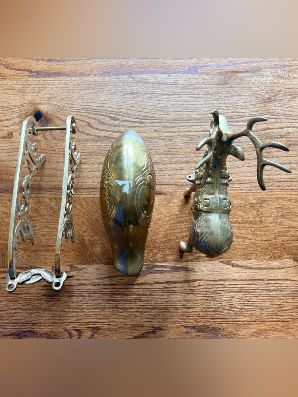 Vintage Brass deer and 2-piece sleigh- ~5.6 pounds ~19 inches long! Christmas! - Picture 11 of 15